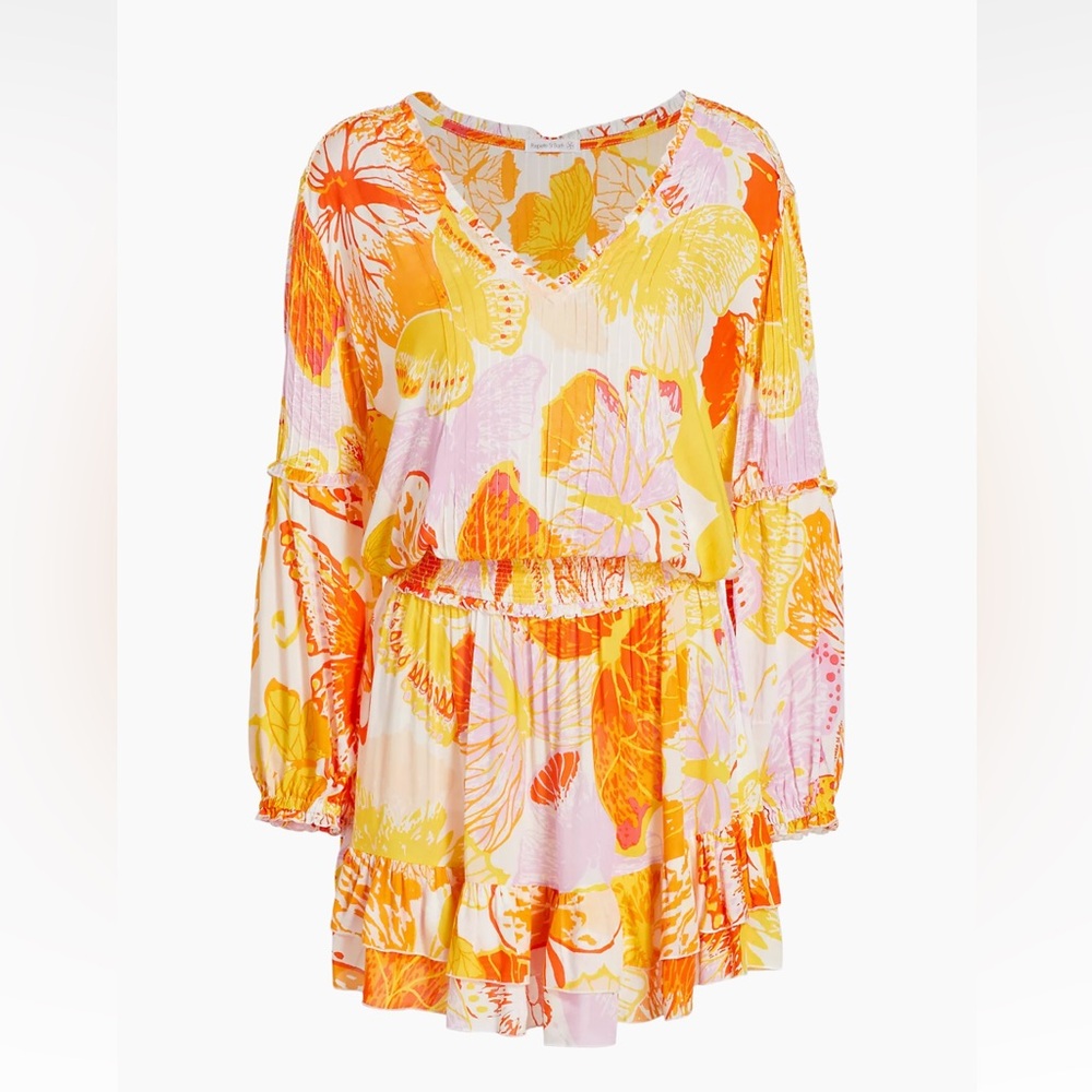 Poupette St Barth Ilona Floral Long-Sleeve Minidress. New with tags